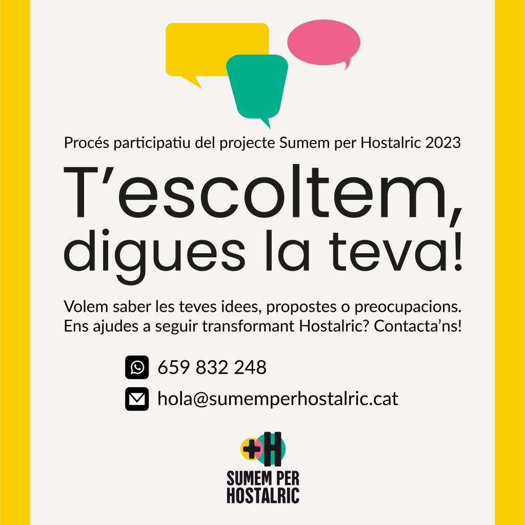 Iniciem la campanya “T’escoltem, digues la teva”, un procés participatiu del projecte de Sumem per Hostalric 2023